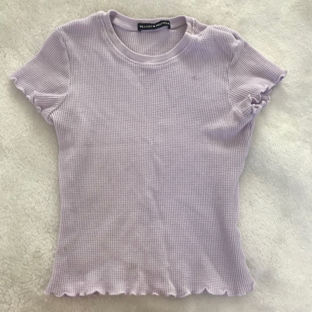 Brandy Melville Waffle Crop Top in Pastel Purple